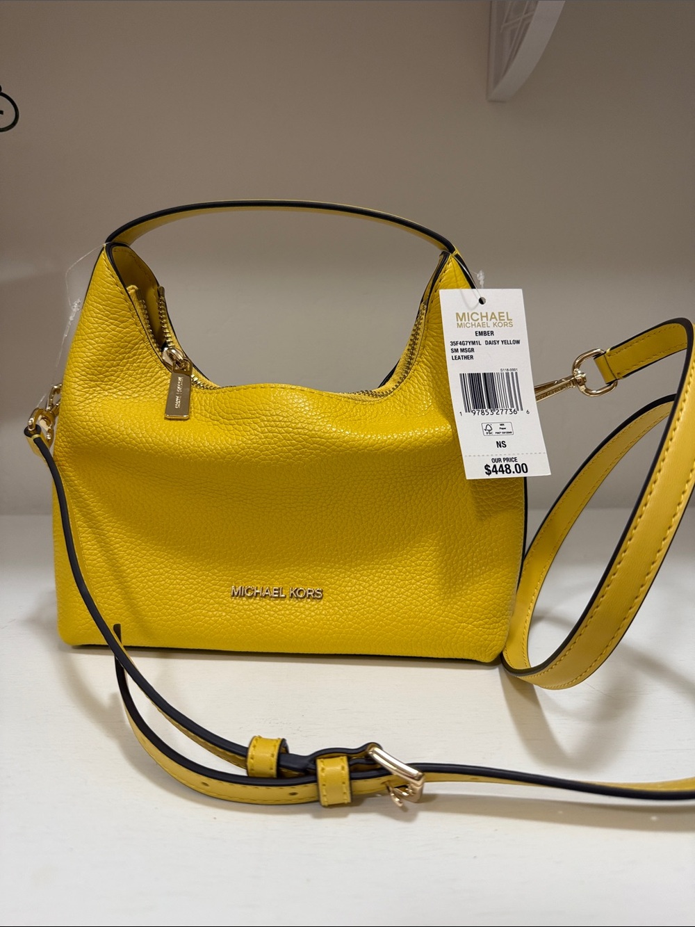 Michael Kors Yellow Pebbled Leather Mini Shoulder Bag